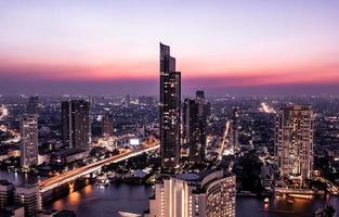 Bangkok stadsgezicht middernacht uitzicht foto