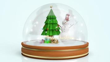 sneeuwkristallen bol voor kerst inhoud 3D-rendering. foto