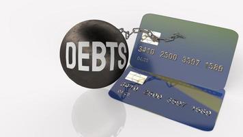 creditcard en schulden metalen bal 3D-rendering voor financieel concept foto