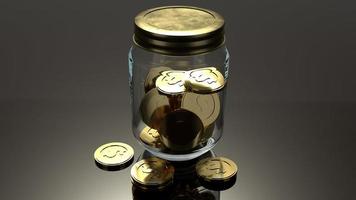 pot en gouden munten 3D-rendering voor bedrijfsconcept. foto
