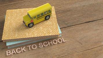 schoolbus 3D-rendering voor terug naar school inhoud. foto