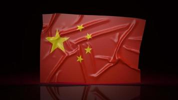 de chinese vlag op zwarte achtergrond voor zakelijke inhoud 3D-rendering. foto