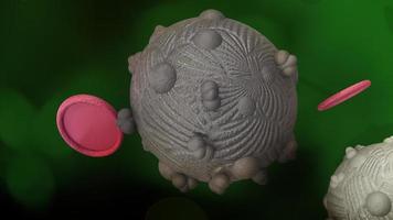 het virus in groene donkere toon 3D-rendering voor geneeskunde en gezondheidszorg inhoud. foto