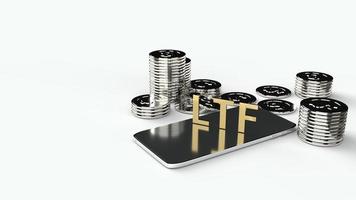 ltf op mobiele en gouden munten 3D-rendering voor zakelijke inhoud. foto