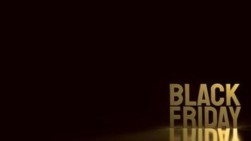 goud zwarte vrijdag tekst op zwarte achtergrond voor vakantie winkelen 3D-rendering. foto