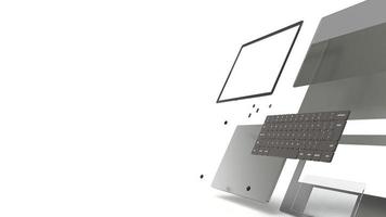 laptop onderdelen op witte achtergrond 3D-rendering. foto
