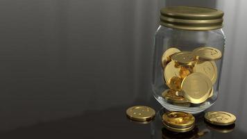 pot en gouden munten 3D-rendering voor bedrijfsconcept. foto