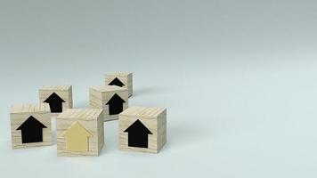 gouden huis en vergrootglas voor onroerend goed concept 3D-rendering. foto