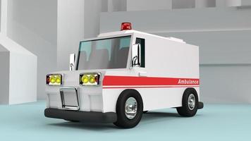 ambulance auto 3D-rendering voor inhoud van de gezondheidszorg. foto