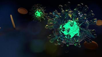 covid 19 virus micro-organisme 3D-rendering voor medische inhoud. foto