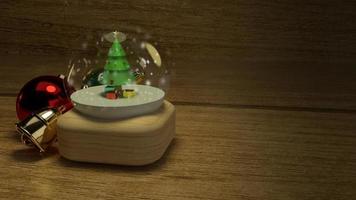 kerst glazen bol 3D-rendering voor viering kerst concept. foto