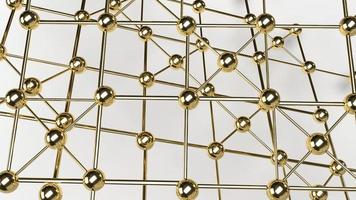 het abstracte ontwerp verbindingsontwerp gouden bol netwerkstructuur 3D-rendering. foto