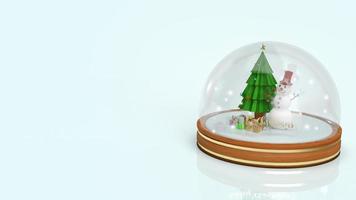 sneeuwkristallen bol voor kerst inhoud 3D-rendering. foto