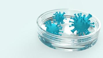 covid 19 virus in glaswerk 3D-rendering voor medische inhoud. foto