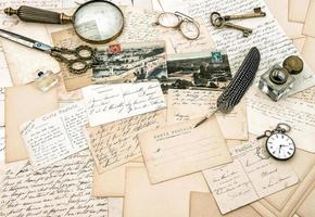 oude handgeschreven franse brieven en ansichtkaarten, vintage kantoor acc