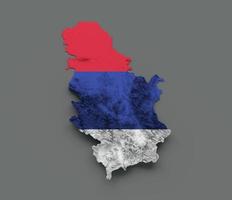 Servië kaart vlag gearceerde reliëf kleur hoogte kaart op witte achtergrond 3d illustratie foto