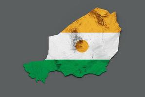 niger kaart vlag gearceerde reliëf kleur hoogte kaart op witte achtergrond 3d illustratie foto