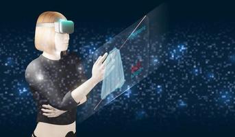 online winkelen en vr-bril metaverse vrouwen kleding en shirt winkelen via vr-headset 3d illustratie foto