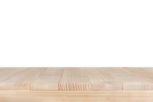houten tafelblad op bokeh groene achtergrond - kan worden gebruikt voor montage of om uw producten weer te geven