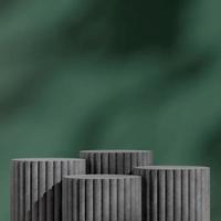 grijze betonnen textuur stap podium in vierkant met groene achtergrond 3D-rendering mockup product foto