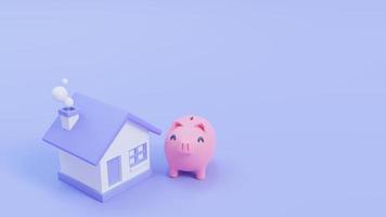 eenvoudig huis. lange termijn besparingen ideeën om onroerend goed te kopen. 3D render illustratie. foto