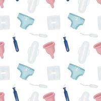 schattig naadloze hand getekende aquarel menstruatie hygiëne product onderbroek tampon pad menstruatie cup patroon achtergrond feminisme concept foto