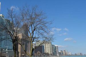 Chicago gebouw op blauwe lucht foto