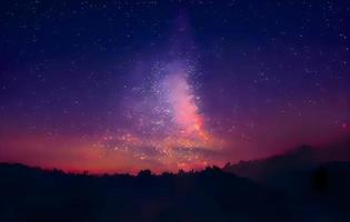 nachtlandschap met kleurrijke melkweg en bergen. sterrenhemel met heuvels in de zomer. prachtig universum. ruimte achtergrond foto