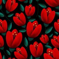 patroon van rode tulpen met groene bladeren foto