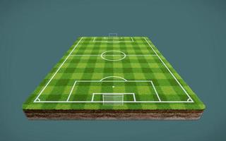 voetbalveld met graspatroon. 3D-rendering foto