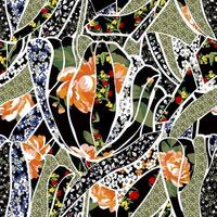 gemengd bloemen patchwork patroon, perfect voor stoffen en decoratie foto
