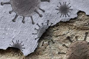 oude steen- en rotstexturen met wat virusfossiel virusvisualisatie foto