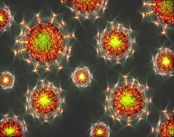 3D-illustratie van een coronavirus met Kirlian-aura en schetseffecten foto