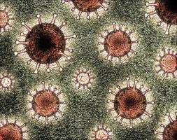 3D-illustratie van een coronavirus met Kirlian-aura en schetseffecten foto