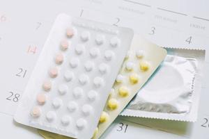 anticonceptiepillen op een kalender foto
