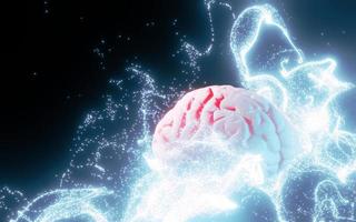 hersenen - blauwe knal chemische vormen - 3d render foto