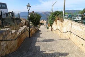 veiliggesteld Israël 11 oktober 2019. de oude stad in het noorden van Israël werd gesticht door de zoon van Noach na de zondvloed. foto