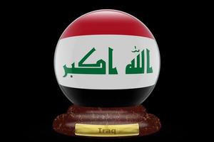 3d vlag van Irak Aan sneeuw wereldbol foto