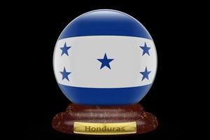 3d vlag van Honduras Aan sneeuw wereldbol foto