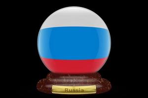 3d vlag van Rusland Aan sneeuw wereldbol foto