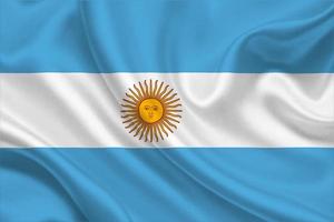 3d vlag van Argentinië Aan kleding stof foto