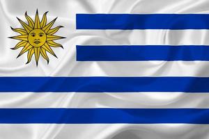 3d vlag van Uruguay Aan kleding stof foto