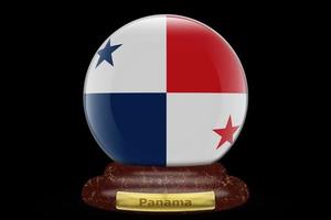 3d vlag van Panama Aan sneeuw wereldbol foto