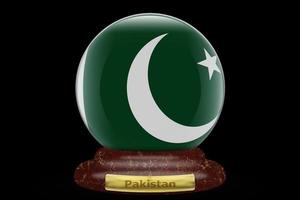 3d vlag van Pakistan Aan sneeuw wereldbol foto