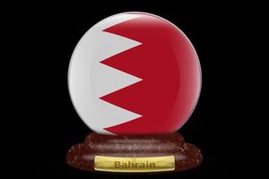 3d vlag van Bahrein Aan sneeuw wereldbol foto
