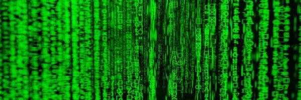 abstract futuristische groen Matrix binair digitaal gegevens panorama achtergrond 3d renderen foto