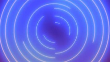 gloeiende lus neon animatie. spin geometrische rotatie abstract element. lichtstraal dynamische beweging laser ring, ronde eclips beweging vermogen balans ruimte grafische blauwe en paarse vorm deeltje effect foto