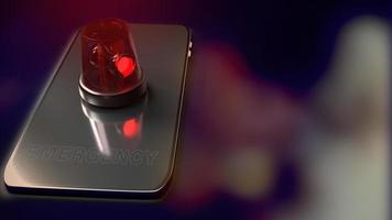 sirene-noodverlichting op mobiele 3D-weergave voor inhoud van ambulance-apps. foto