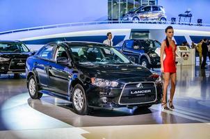 Moskou, Rusland - aug 2012 mitsubishi lancer X gepresenteerd net zo wereld première Bij de 16e mias Moskou Internationale auto- salon Aan augustus 30, 2012 in Moskou, Rusland foto