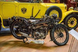 sinsheim, Duitsland - mai 2022 zwart motor motorfiets ardie tm 750 1928 foto